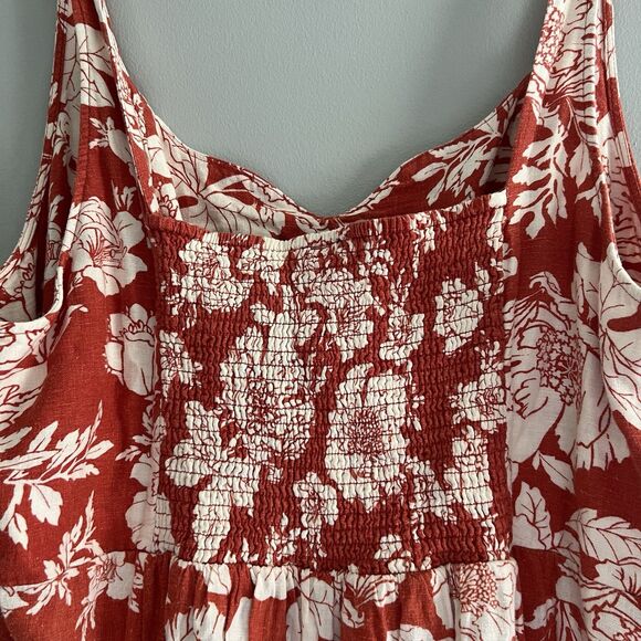Old Navy Womens Dress Size 3X Floral Midi Linen Blend Sleeveless Cottage Prairie - Picture 7 of 8